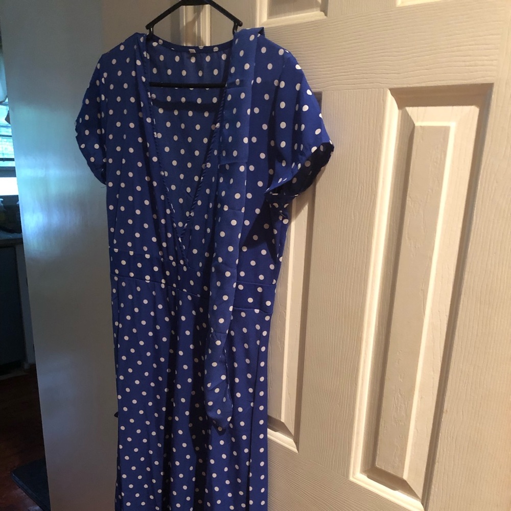 Royal blue polka dot maxi dress - Picture 2 of 2